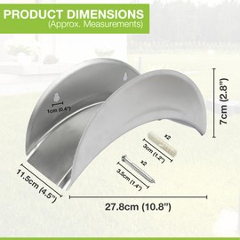 Navoys Wall Mounted Hose Holder - With Fixing Screws and Wall Plugs, Weather Resistant Silver Coated Steel Hose Bracket for Wall Storage