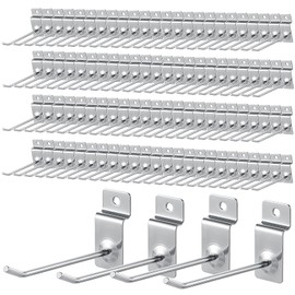 100 Pcs Heavy Duty Slatwall Panel Hooks Hanging Slatwall Accessories Metal Slat Wall Hanging Hooks Silver Slat Wall Hanger Commercial Grade Slatwall Pegs for Shop Retail Display - 4 Inch