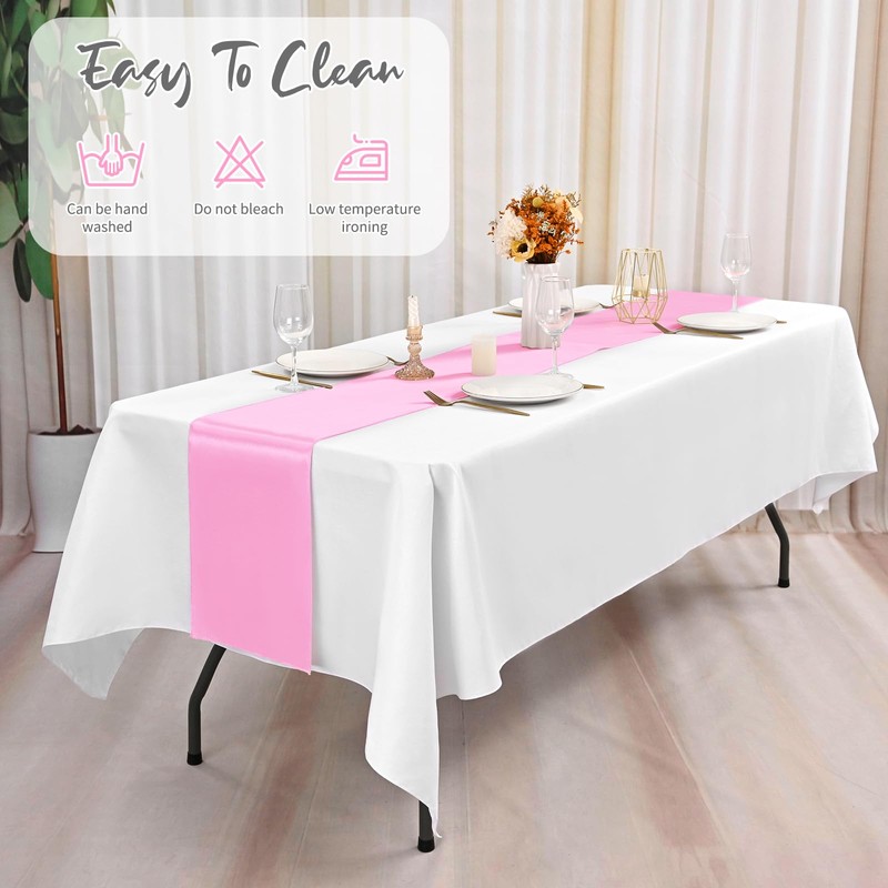 6 Pack Pink Table Runner,Satin Table Runner, 12 x 72