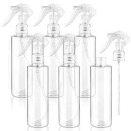 DynnnDy 6-Pack 200ml Clear PET Plastic Spray Bottles with Clear PP Head Empty Fine Mist Liquid Sprayer Multi-Purpose Atomizer Dispenser for Home,Garden and Beauty