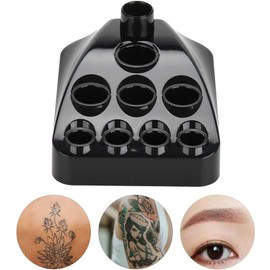 Soporte de tatuaje de herramientas Microblading Pigment Ink Cup Pen Organizador de plástico blando para artistas y profesionales de tatuajes negros 9x7.5x4cm