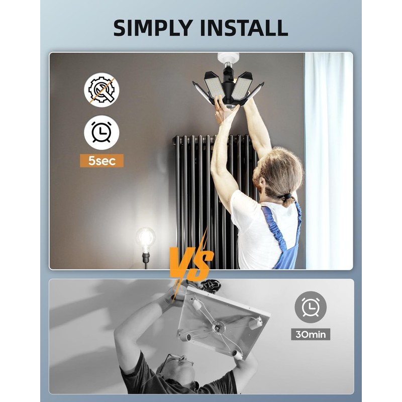 Adiding LED Garage Light Rotatable, Bright Basement Shop Ceiling Bay