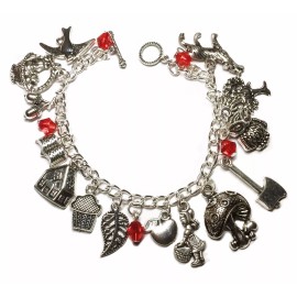 ub Little Red Riding Hood Theme Silvertone Metal Charm Bracelet