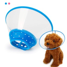 Pet Cone Recovery Dog Cone Adjustable Dog Collar Clear Padded Collar with Breathable Soft Edge, Plastic Puppy Cone Protect The Neck Surgery Recovery, Designed for Cats and Puppies (Small, Blue)