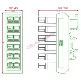 Electronics-Salon Slim DIN Rail Mount 30A/60V 6-Position Power Distribution Block Module, for Power Pole Connectors