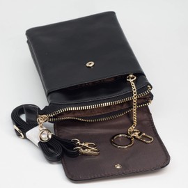 BAWAKO Women Shoulder Bag Leather Chic Shoulder Bag Zipper Women Girls Portable Small Handbag, black