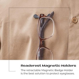 Readerest Magnetic Holders for Glasses, Magnet Pin, (Metalic Black 3 Pack), Eyeglass Magnets for Women and Men, Name Badge Holder, Pins onto Your Shirt to Keep Your Glasses Safe