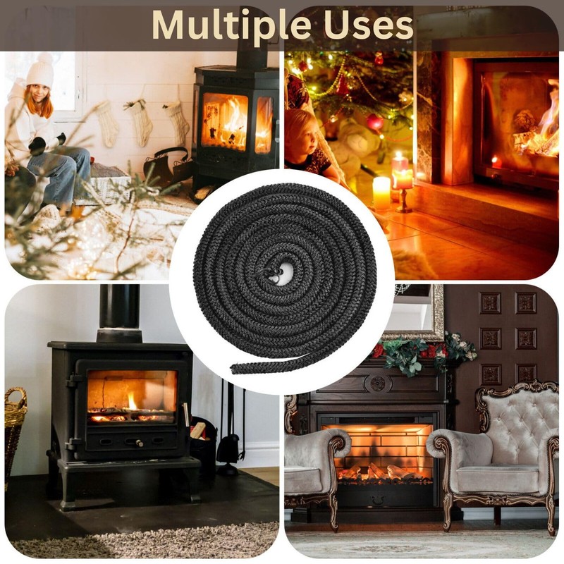 VITCAS 8mm 2m Black Stove Fire Rope for sealing Jointing
