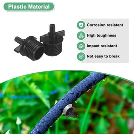 M METERXITY 20-Pack Drip Irrigation Barbed Fittings, for 1/4 to 1/2 Flat Male Thread Tubing Connector Plastic Coupling for Garden/Greenhouse/Aquarium/Flower Pot, Drip Pipe Accessories