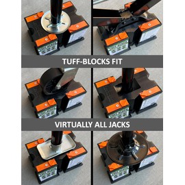 TUFF-Block by Dock N Stow Trailer Jack Blocks for RV Camper, 5th Wheel, Boat | Works w/Any Tongue Jack, Post, Scissor Stabilizer or Foot (Round or Square) | Stand Supports 10,000 lbs | Orange Stops