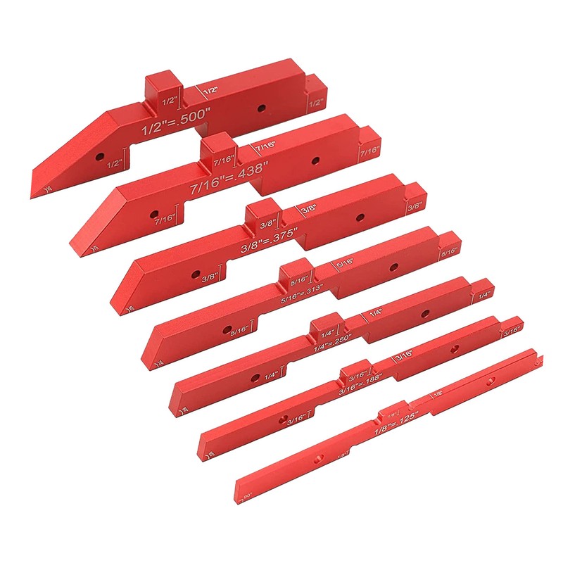 7Pcs Setup Blocks Height Gauge Set Adjustable Woodworking Carpenter Measuring
