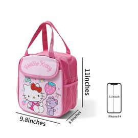 Cartoon Insulated Lunch Bags,Reusable Insulated Lunch Box, Leakproof Lunch Tote Bag, Easy To Clean Picnic Box Bento Bag, for Women Men Office Hiking Outdoor (Red)