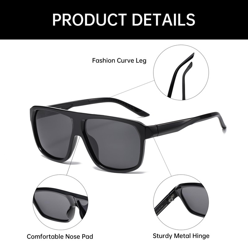YAMEIZE Retro Polarised Sunglasses for Men and Women Vintage Rectangular