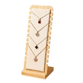 WUSJCOF 12 Slots Necklace Jewellery Stand Tabletop Display Boards Showcase Holder Long Chain Organiser with Leather for Necklaces, Pendants, Bracelets, multicoloured