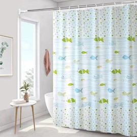 TIKABC Shower Curtain Liner, 4G PEVA Square Shower Liner, Plastic Waterproof Shower Curtains, 72x72 inch with Grommet Holes 3 Magnetic Weights