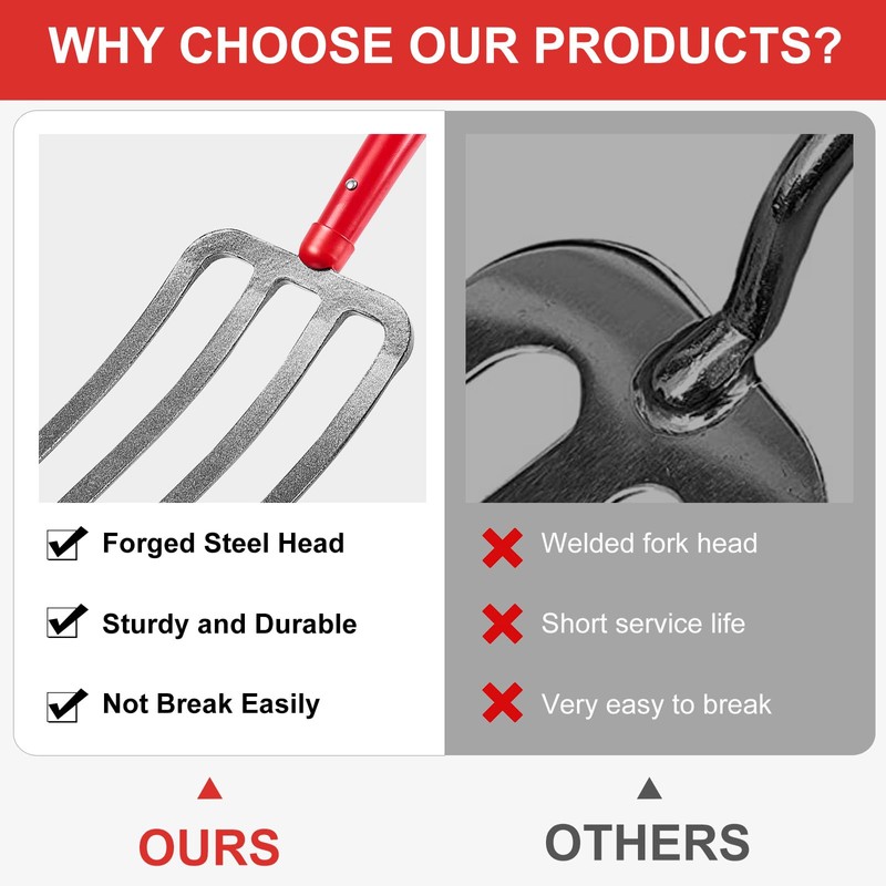 HANTOP 4-Tine Pitchfork Digging Fork Garden Fork Heavy Duty Spading