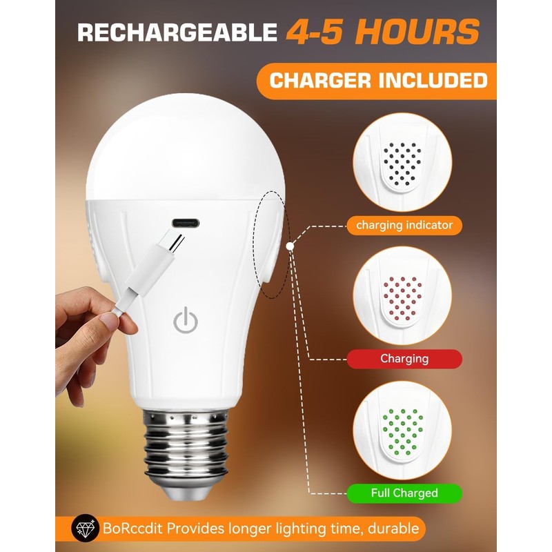 CordlessGlow 15W E12 Rechargeable Light Bulbs with Remote, 3 Color