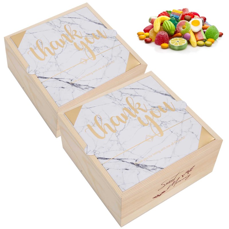 2 Set Wedding Wooden Gift Box PVC Exquisite Candy Packaging