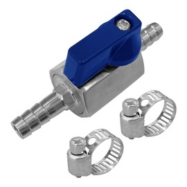 5/16" Hose Barb Mini Ball Valve, 304 Stainless Steel Shut Off Valve with Clamps for Water Gas Fuel Drip Irrigation and Aquariums