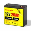 12V 20Ah LiFePO4 Lithium Battery, 6000+ Deep Cycles Rechargeable Battery