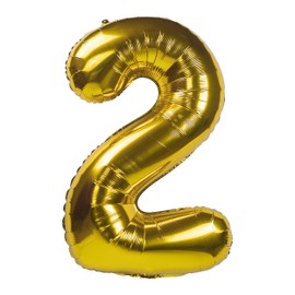Party Kawaii 32 inch Giant Number Helium Foil Birthday Party Balloons (Gold Number 2)