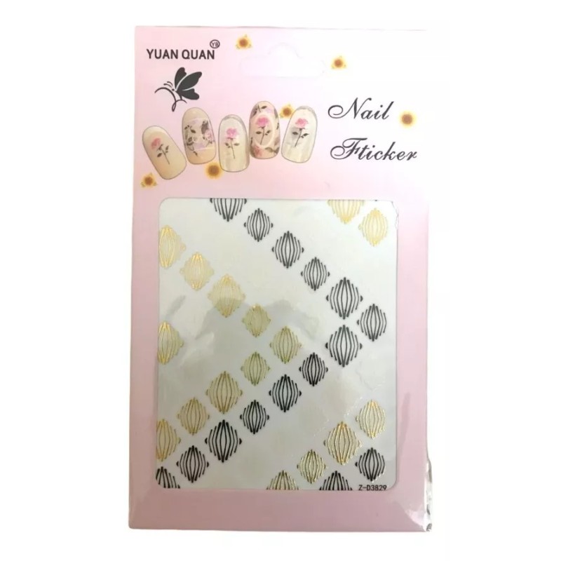 Stickers Uñas Paquete 12 Plantillas Diseños Varios Grecas