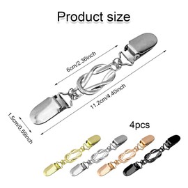 GWAWG Pack of 4 Cardigan Clip Waist Clip Cardigan Clips Cinch Clip Clinch Clip Clips for Clothing Pullover Clips Elegant Broche Women's Brooches for Clothing Silver Rose Gold Gold Black, Stainless
