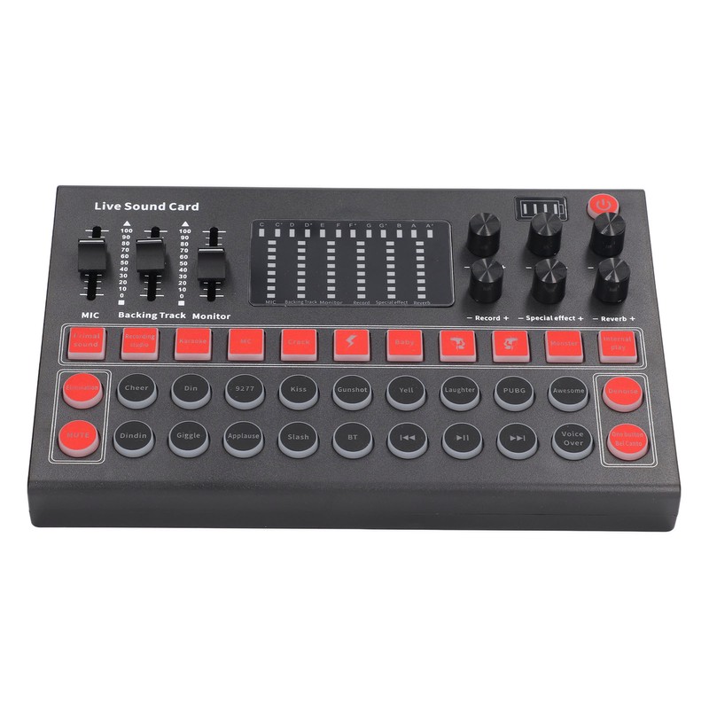 Voice Changer Sound Board LED Display Noise Reduction Bluetooth Dual
