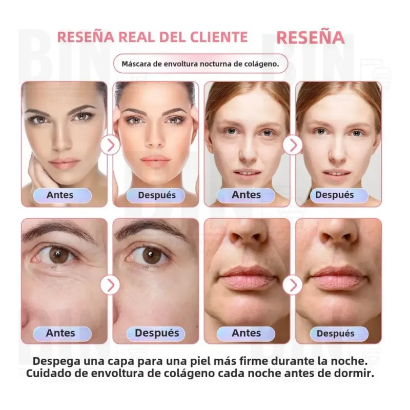 Mascarilla Noche + Colágeno Hidrata Reafirma Nutre | Kit 4p