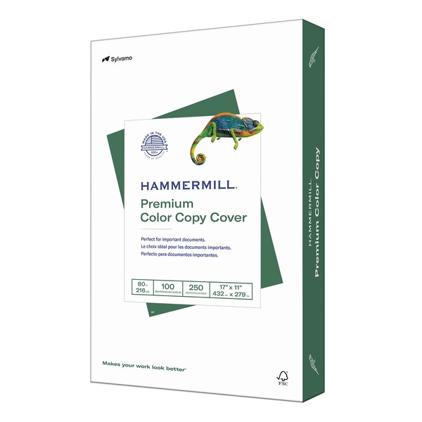 Hammermill Cardstock, Premium Color Copy, 80 lb, 17 x 11-1 Pack (250 Sheets) - 100 Bright, Made in the USA Card Stock, 120037R , White