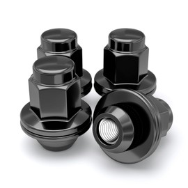 White Knight M14 x 1.50 Thread Lug Nut for Toyota Land Cruiser/Sequoia/Tundra, Lexus LX570 / LX470, Solid Piece (Black Chrome) Factory Style Duplex Long Mag with Washer, 5309DL-4AM (4 Pack)