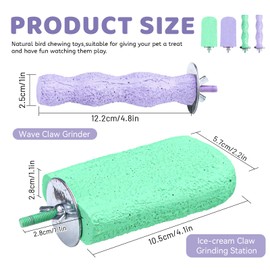 Resinous Bird Beak Grinding Stone, Purple and Green Bird Perch, Parakeet Toys, Bird Perches for Parrots, Bird Cage Accessories