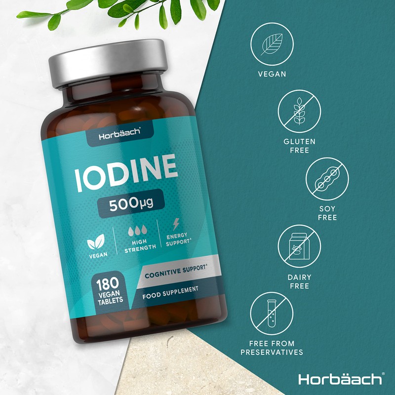 Iodine Tablets 500mcg | 180 Count | Cognitive and Energy