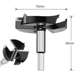 hsawbit 75mm forstner drill bit, Triple-Flute Carbide Tipped Forstner Bit Hole Cutter for Hard Wood, Woodworking Hinge Cutter Hinge Drill Bit
