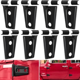 Door Hinge Cover Trim Exterior Accessories for Jeep Wrangler JK JKU Sport Rubicon Sahara X Unlimited 2-Door & 4-Door 2007-2018 (Black 8PCS)