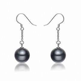 Schmuckwilli Pearl Earrings for Women and Girls - with Grey Round Pearls - Elegant Earrings with Mallorca Shell Pearls for Any Occasion - Stud Earrings - Pearl Earrings, Pearl Pearl Shell, Pearl