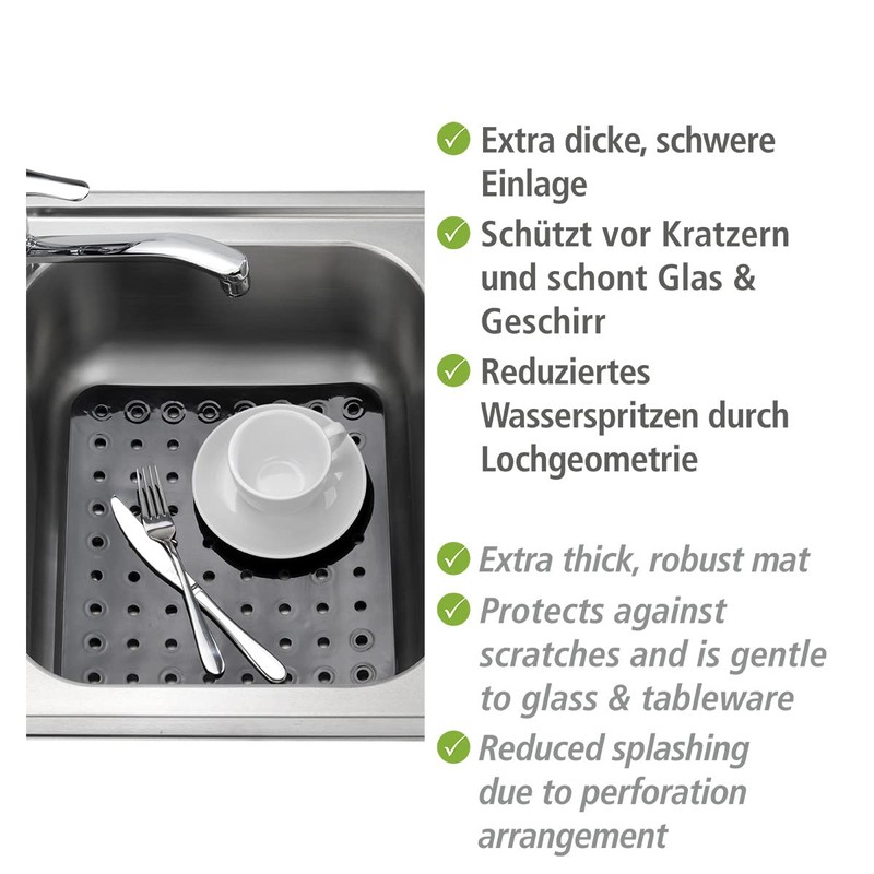 WENKO 2005571100 Sink mat Kristall Black - extra strong, square,