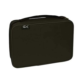 Divinity Boutique Canvas Bible Case - Black Bible Cover for Men and Women - Fabric Zippered Bag with Pockets for. Fits Bibles up to 9" x 6.25" x 1.25"