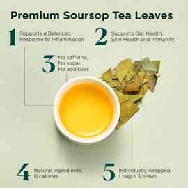 Tea Facto Soursop Tea Bags - Natural Ingredients Anti Inflammatory Tea - Hojas de Guanabana - 15 Organic Soursop Leaves Tea Bags