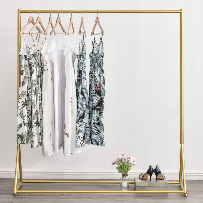 BOSURU Gold Pipe Clothing Racks Freestanding, Modern Metal Clothes Rack