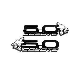 Coyote Badge Shop V4 Howling Coyote Fender Badges - White - Ford Mustang GT 5.0 - All Metal