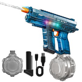 Electric Water Squirt Gun for Kids Adults - 800ml High-Capacity Water Blaster with Powerful Shooting, Cool LED Light Effects, Dual Automatic+Manual Modes, and Auto-Suction for Outdoor Summer Fun