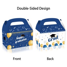 24 Pack Party Favor Boxes, Graduation Gift Treat Bags, Blue&Black-Gold Gable Boxes for Class of 2023 Graduation Party Decorations Supplies Favors, Dessert Candy Goodies Bulk Box