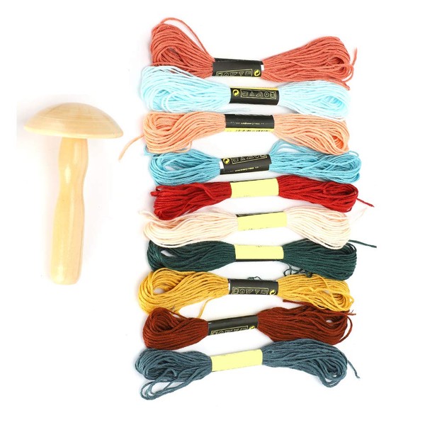 Wooden Darning Supplies Kit with Mushroom Patching Tool and 10