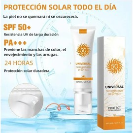2Pzs Protector Solar Facial Con Color SPF 50 PA (100ml). Crema Hidratante Tintada Universal Que Protege, Ilumina Y Previene El Envejecimiento.
