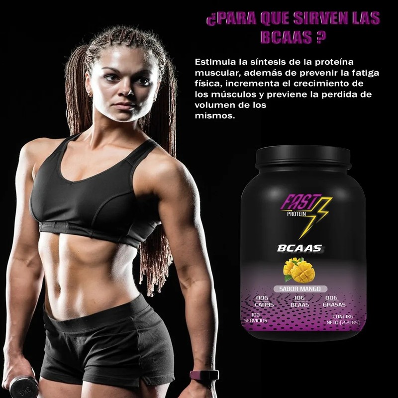 Aminoácidos Bcaas Fast Protein 1 Kg Sabores 100 Servicios