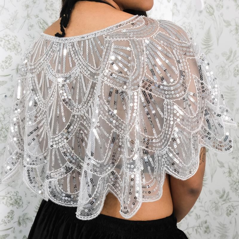 Sequin Embroidered Cape, Festival Shawl, Witchy Beaded Scarf, Luxurious Shawl,