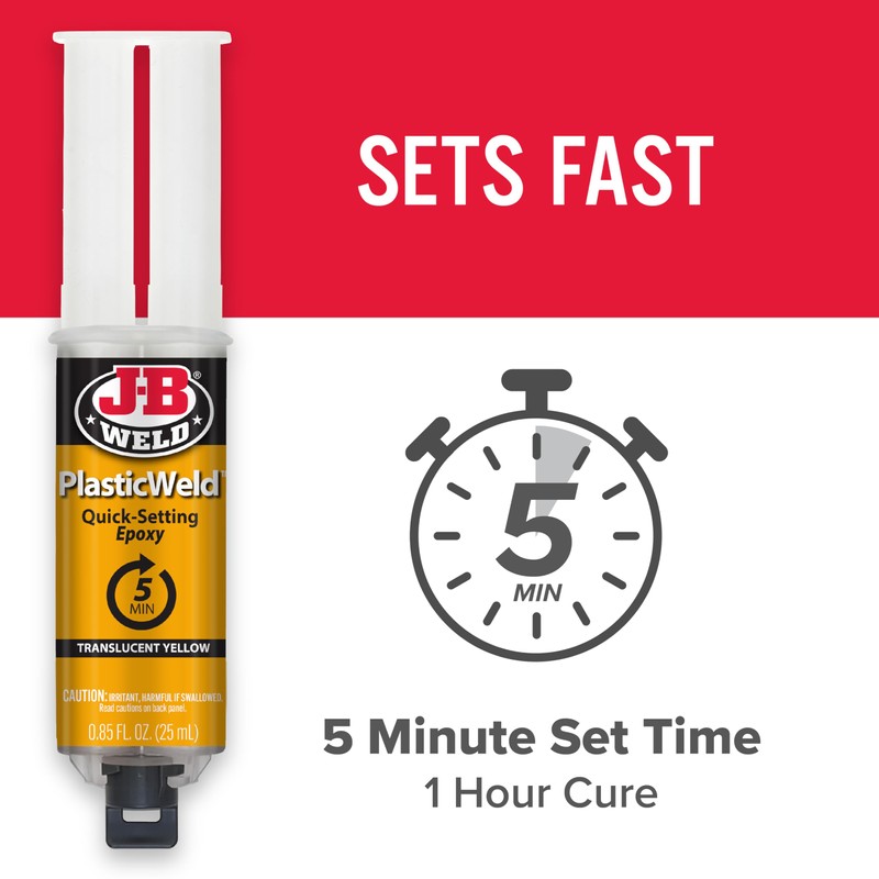 J-B Weld 50132 PlasticWeld Quick-Setting Epoxy Syringe - Translucent Yellow