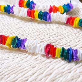 BlueRica Rainbow & White Puka Shell Chips Necklace & Anklet Set