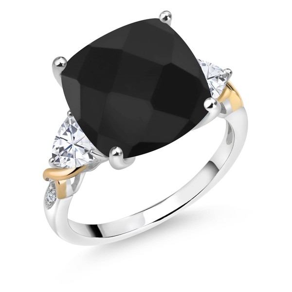 Gem Stone King 925 Silver and 10K Yellow Black Onyx